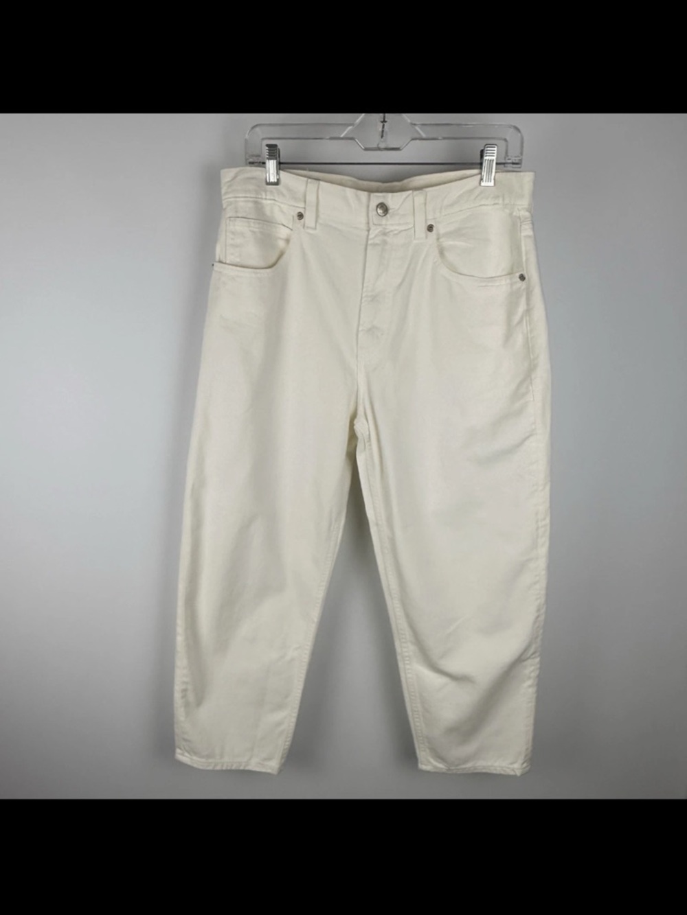 Gap High Rise Barrel Jeans White 8 short